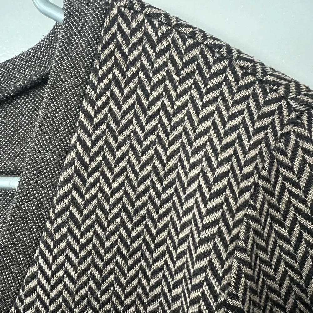 Kavu Brown Herringbone Sweater Dress Chevron Medium Elbow Patches Earthy Cozy